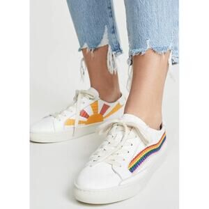 Soludos rainbow sun embroidered leather sneakers
